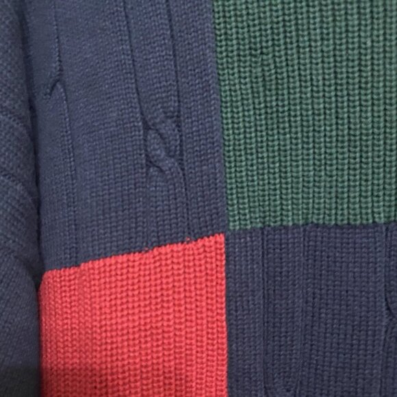 Nautica Sweater Mens XL Red Blue Yellow Green Color Block Cotton Y2K Vintage 90s - Picture 4 of 5